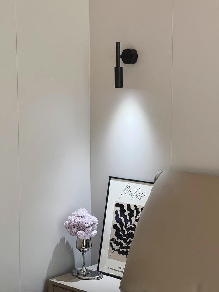 Customer photo review of Slim Black Aluminium Wall Light, Swivel Beam, Wall Sconce, 10 cm
