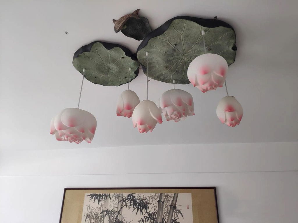 Customer photo review of Pink and White Petal Pendant Light, Chandelier, Integrated LED