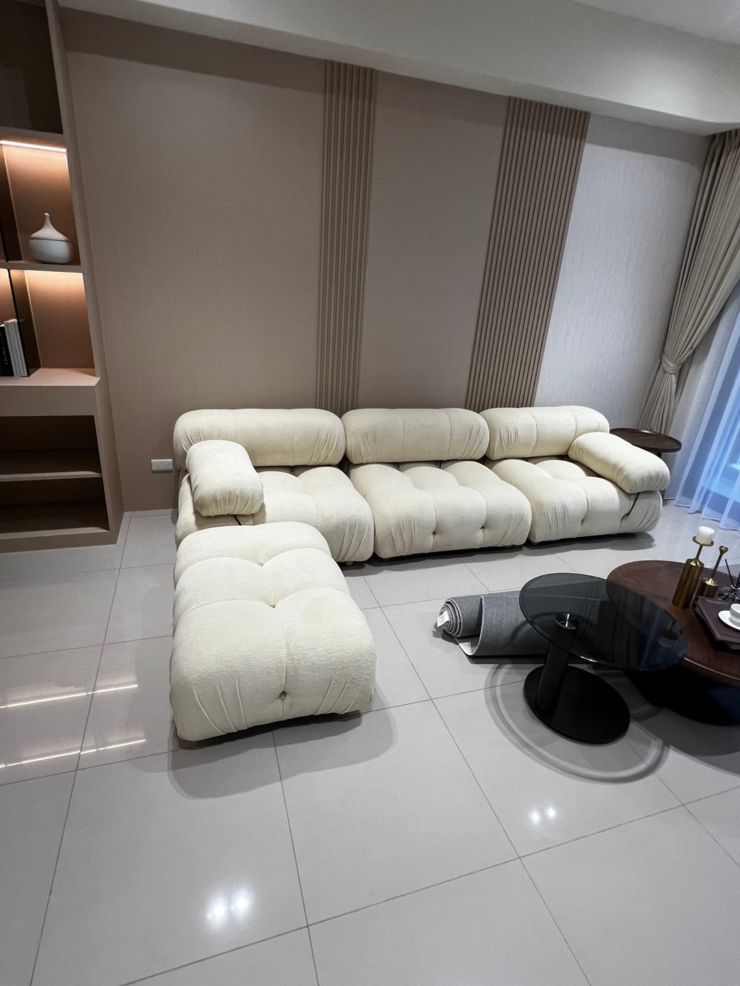 Customer photo review of Hiksnra 3 Seater Sofa with Rectangular Ottoman | Sofa in a Box