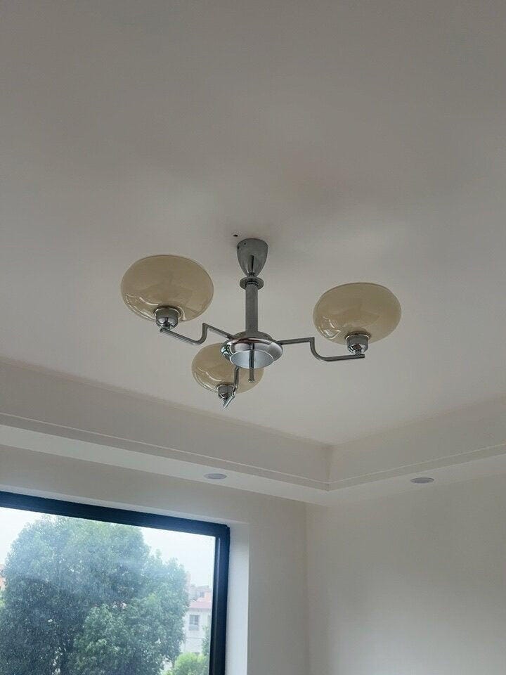 Customer photo review of Frosted Glass Chandelier for Dining Table, 27.5 cm Tall, Hardwired