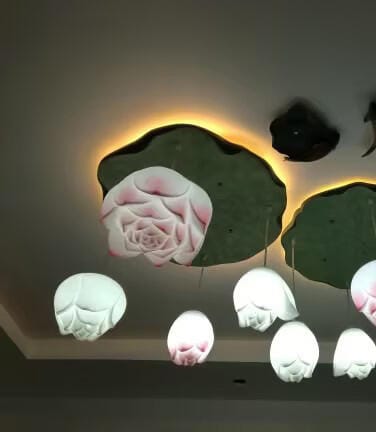 Customer photo review of Pink and White Petal Pendant Light, Chandelier, Integrated LED