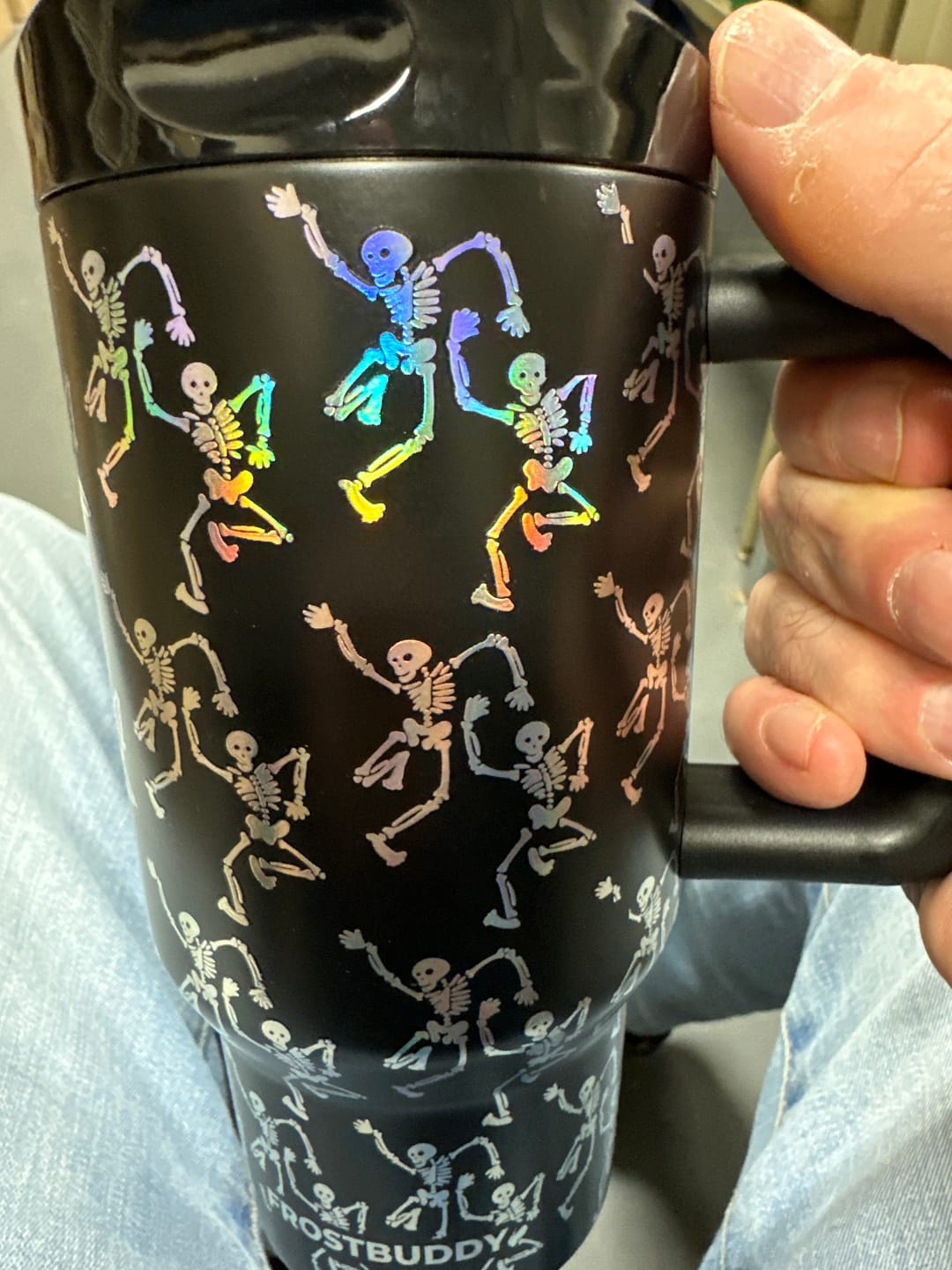 Customer photo review of Mug Buddy 16oz | Metallic Skeleton