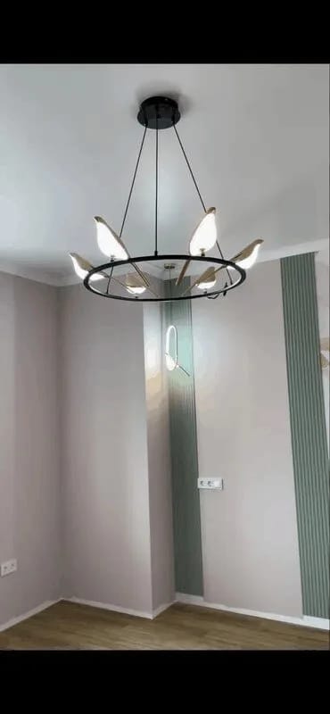 Customer photo review of Black Chandelier, Ring Frame with 6 Gold Birds, LED, 65 cm