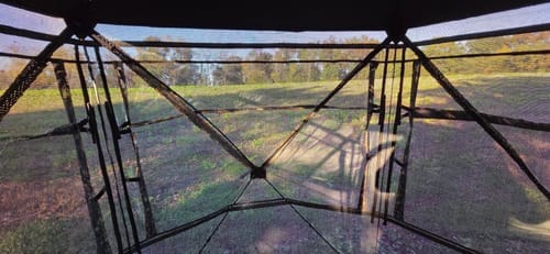 Customer photo review of VisTall 360 See-Through Ground Blind | 75-Inch 3 Person Pop Up Deer Blind with No-Trip Door | Portable Camo Hunting Blind with Blackout Curtain for Whitetail Deer Hunting