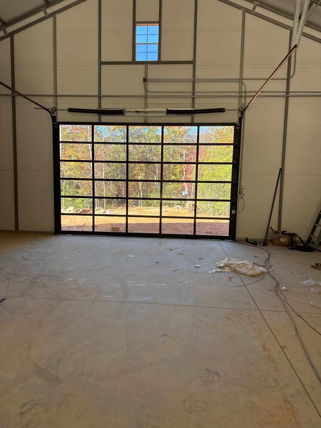 Customer photo review of 16 FT Wide By 10 FT Tall Full View Garage Door Matt Black Finish With Clear Glass