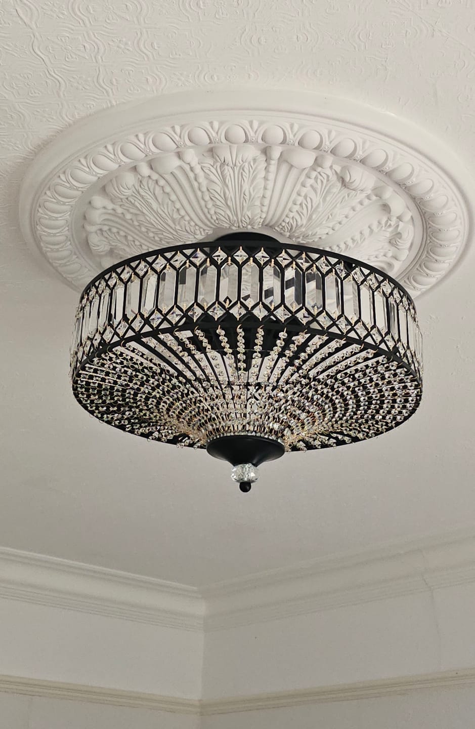 Customer photo review of 6-Light Luxury Crystal Drum Semi-Flush Mount Ceiling Light