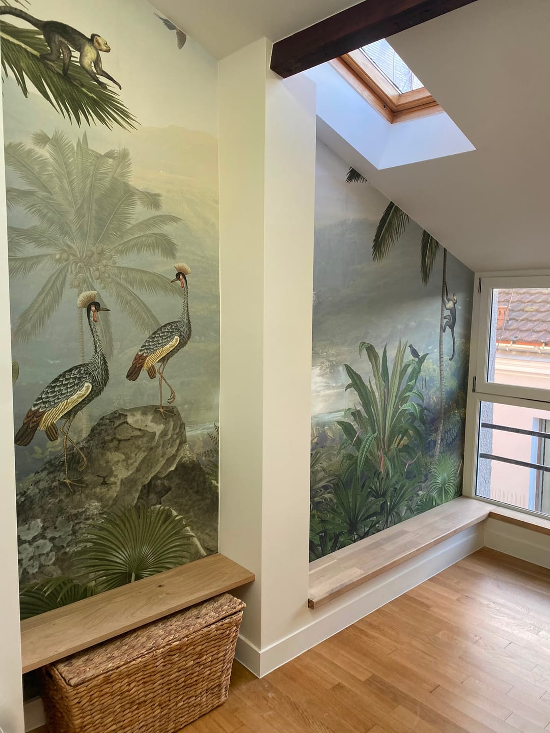 Customer photo review of Monkey Sanctuary - Watercolour Exotic Bird In Jungle Wallpaper Mural