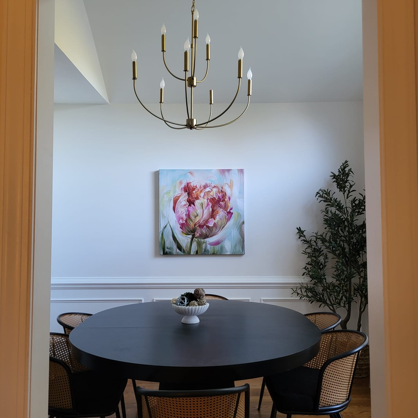 Customer photo review of French Farmhouse Brass 2-Tier Candle Style Chandelier