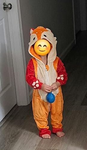 Customer photo review of OLAOLA Baby Fox Jumpsuit Cozy Pajamas Soft Animal Onesie Toddler Romper Plush Dress Up Infant Outfits Halloween Suit