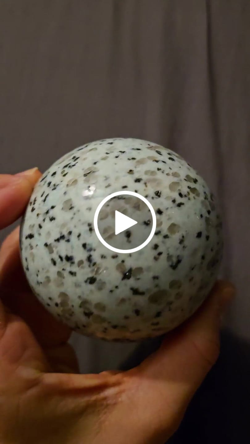 Customer video review of Natural Crystal Kiwi Jasper Sphere