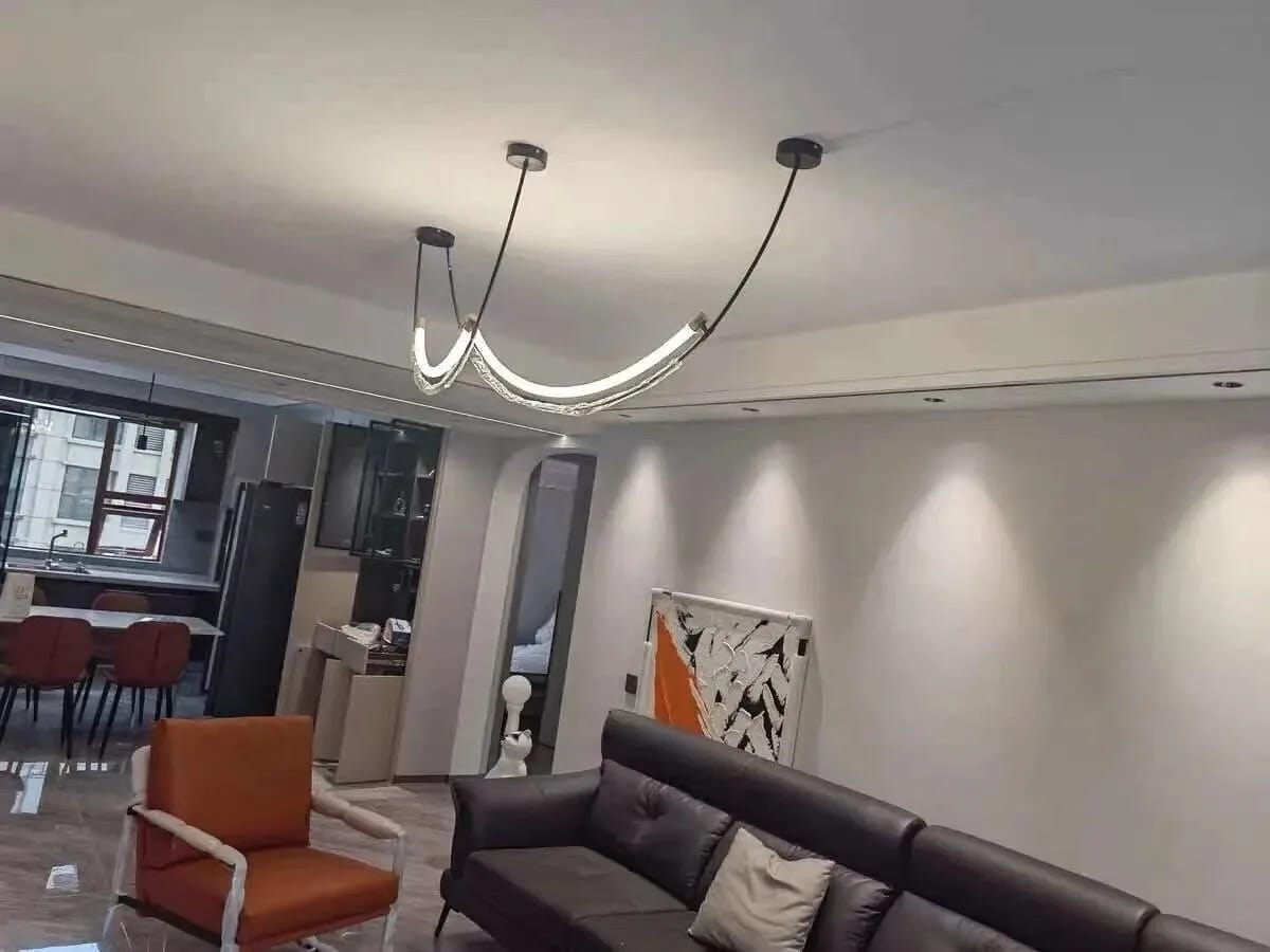 Customer photo review of Black Chandelier, Slim Curved LED Arcs, Hardwired, 120–150 cm