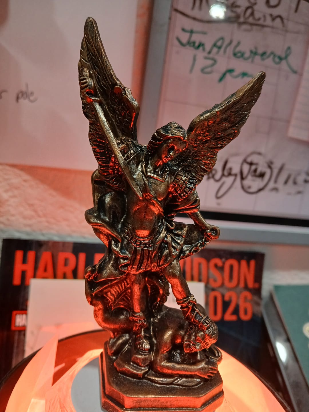 Customer photo review of Christianartworkshop Antique Bronze Archangel Michael Statue Ornament