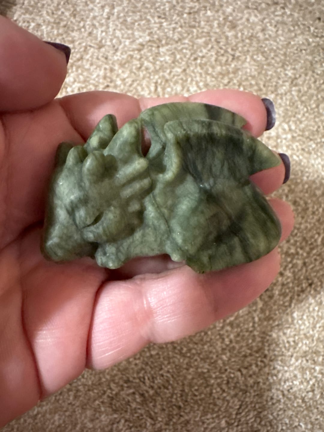 Customer photo review of Natural Crystal Carving Cute Sleeping Dragon