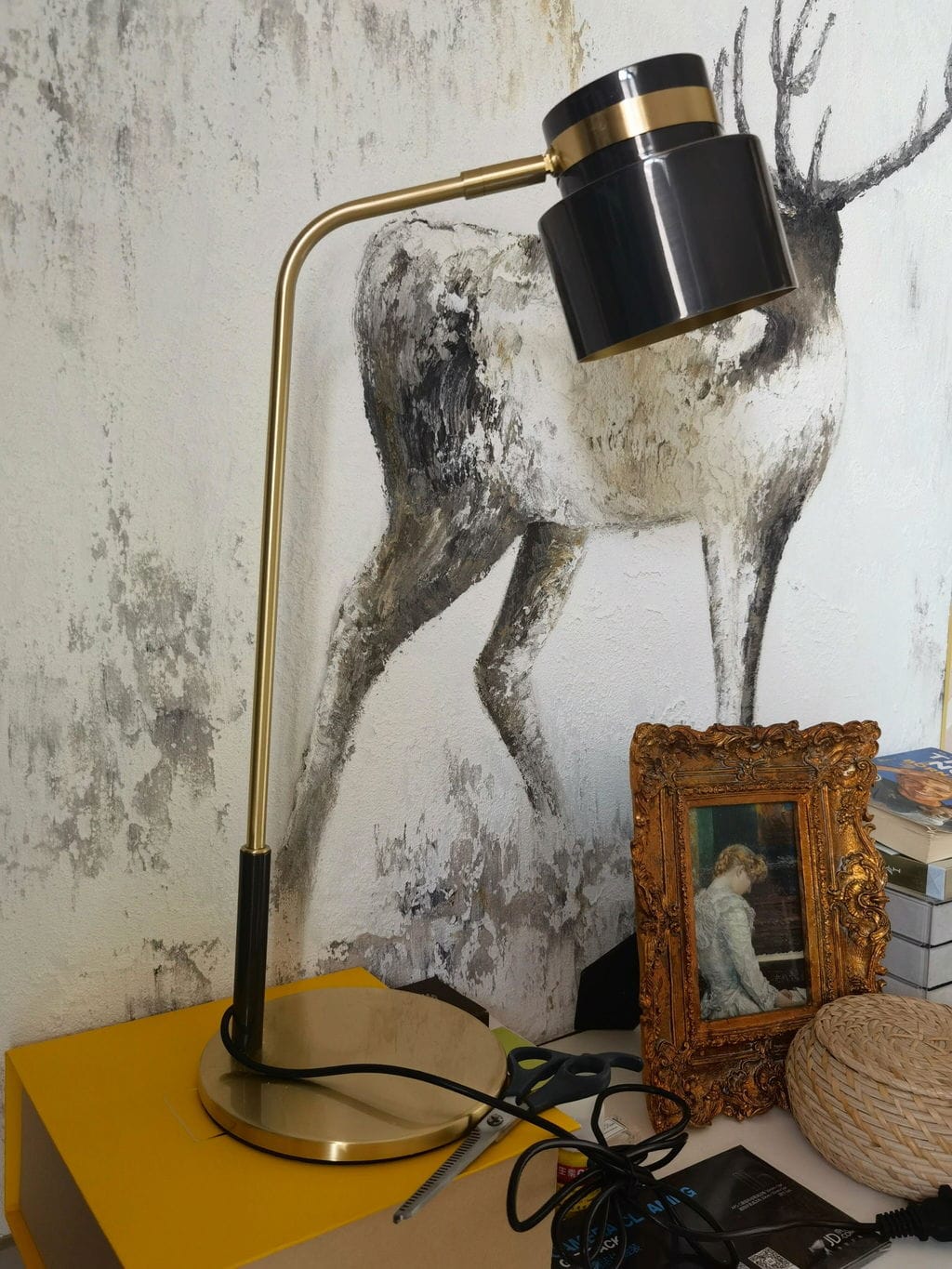 Customer photo review of Brass Bedside Table Lamp, Matte Black Metal, 52 cm, Plug In