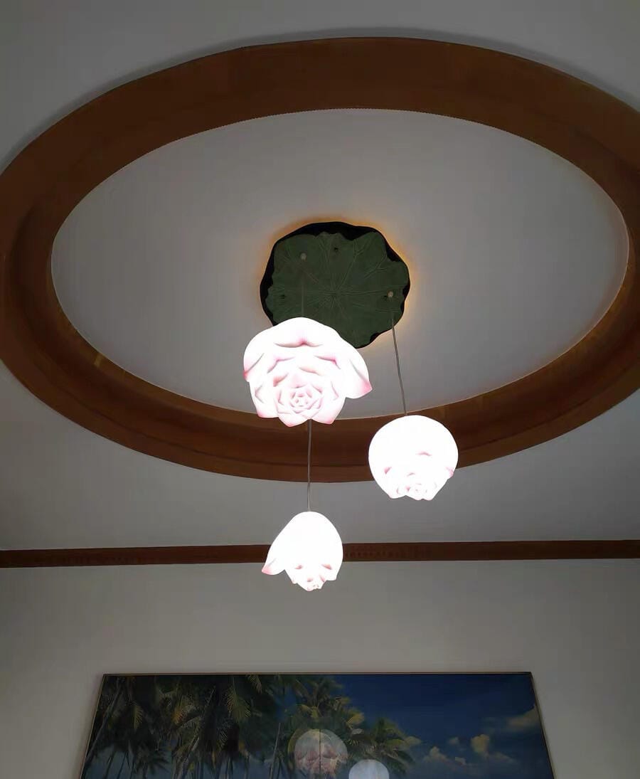 Customer photo review of Pink and White Petal Pendant Light, Chandelier, Integrated LED