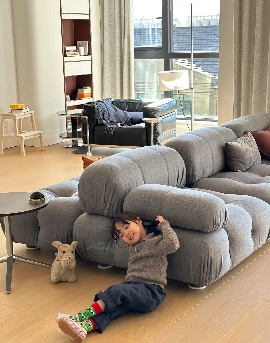 Customer photo review of Hiksnra 3 Seater Sofa with Rectangular Ottoman | Sofa in a Box