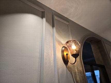 Customer photo review of Crinkled Amber Glass Wall Light, Vintage Brass Wall Sconce