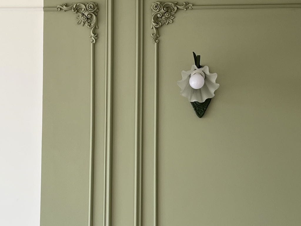Customer photo review of Glass Flower Wall Light, Iron Backplate, Wall Sconce