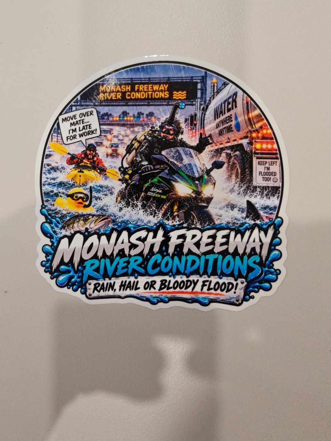 Customer photo review of Custom Die Cut Stickers - Premium Laminated White Vinyl