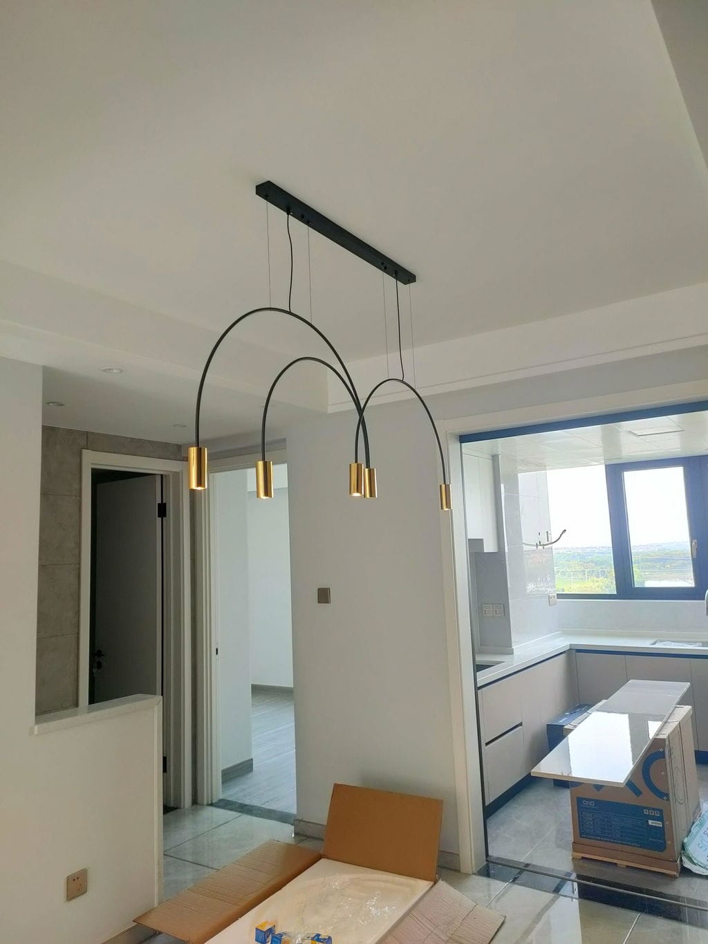 Customer photo review of Arch Pendant Light, Adjustable Spot Heads, Black or Gold
