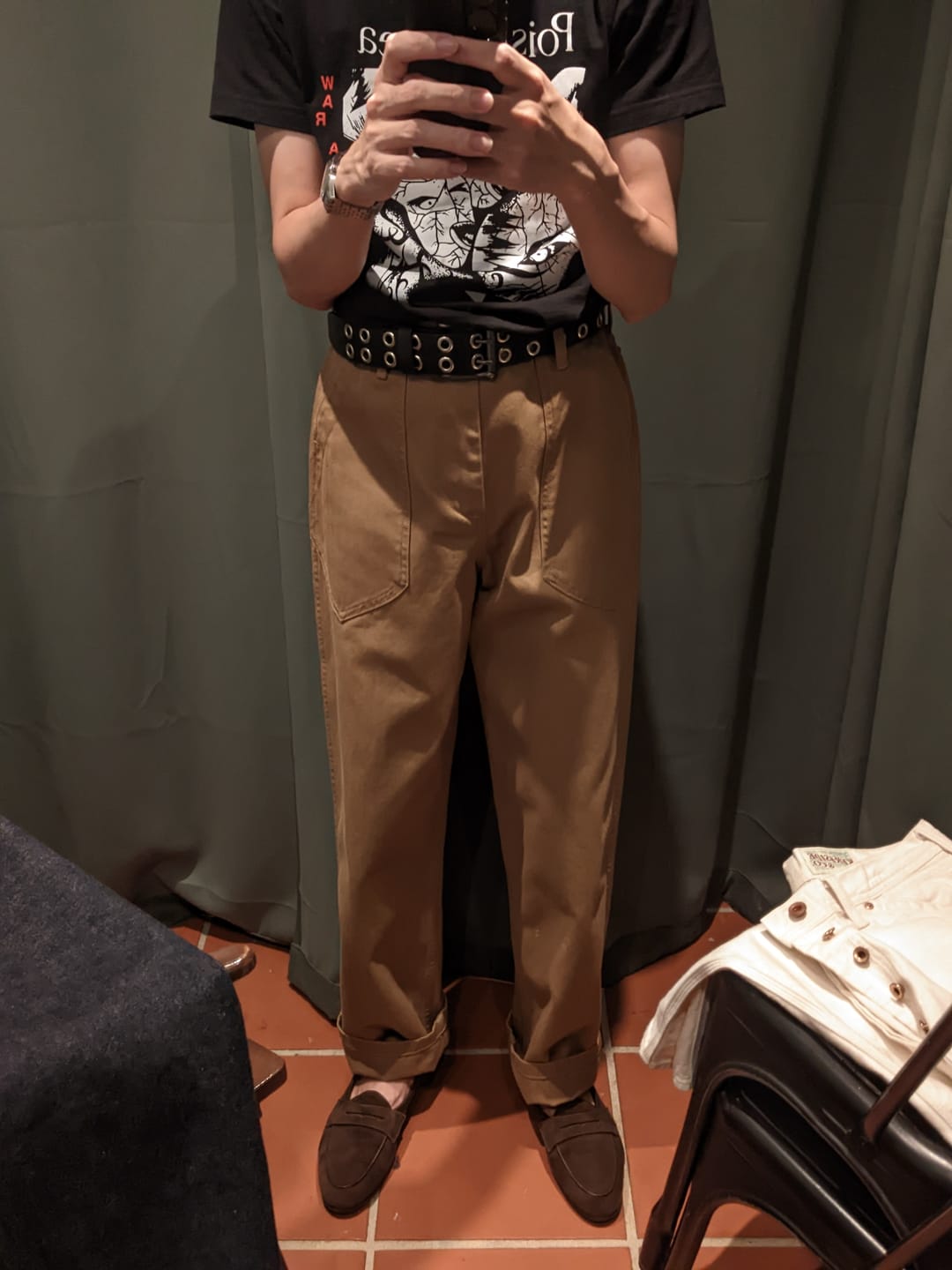 Customer photo review of The Brixton Belt - Black Double Grommet 100 % Full Grain Leather Belt