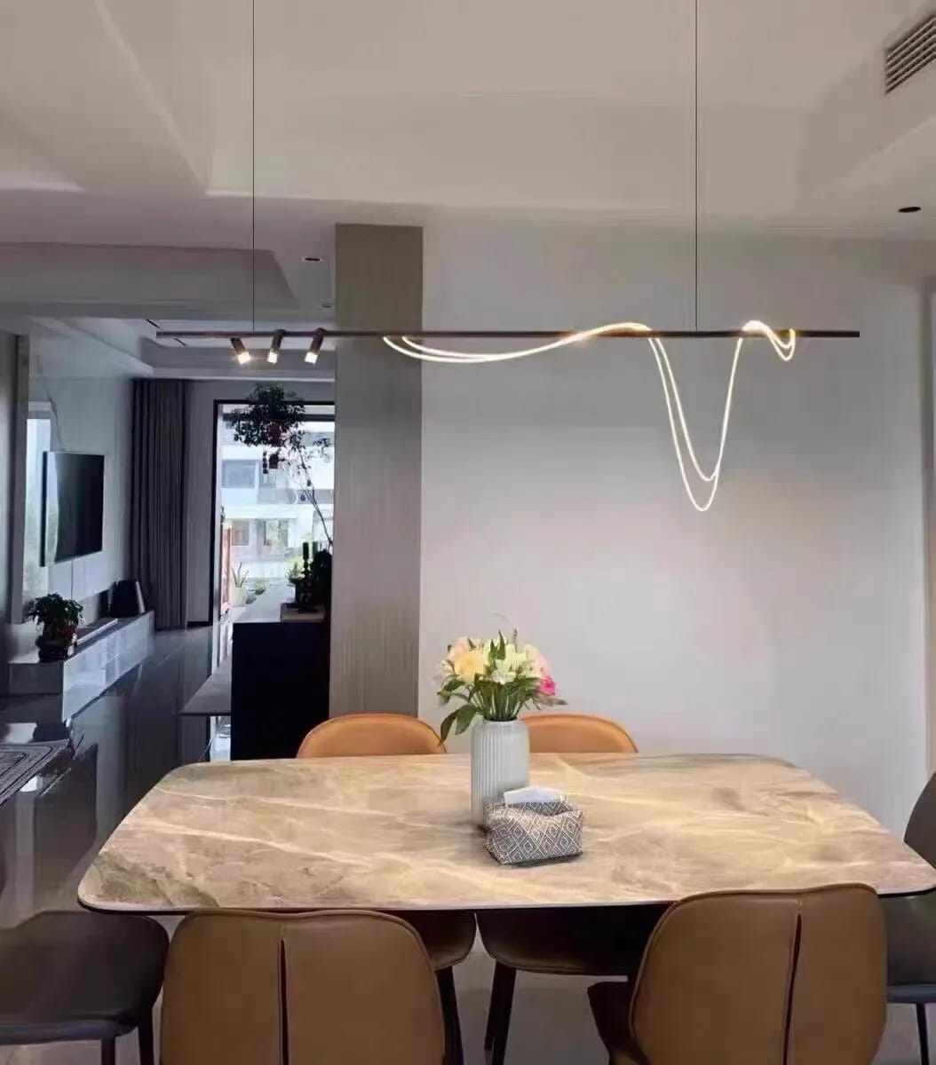 Customer photo review of Black Pendant Light, Looping LED Tube with Spot Heads, 120–200 cm