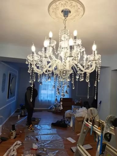 Customer photo review of Crystal Chandelier, Silver Finish, Candle Arms, 6–10 Lights, 60–85 cm