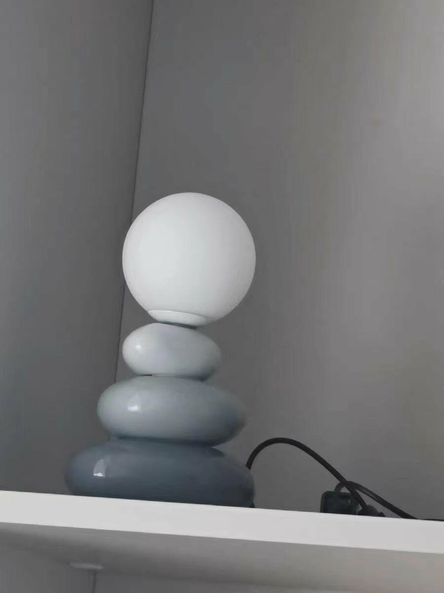 Customer photo review of Stacked Ceramic Table Lamp, Opal Glass Orb, USB Powered, 19 cm