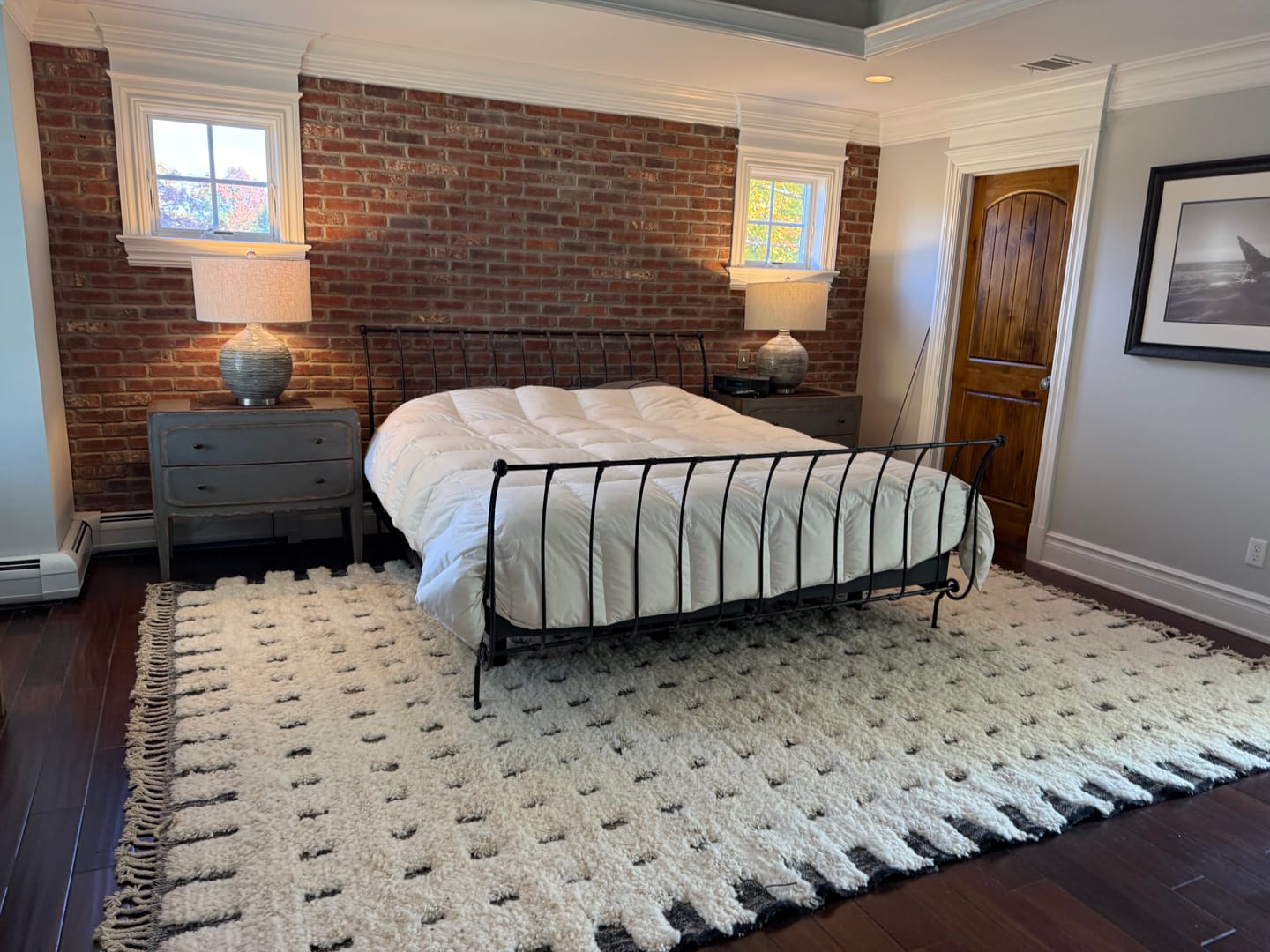 Customer photo review of Large Moroccan Wool Rug – White & Black Grid Pattern Handmade