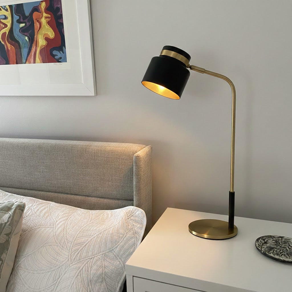 Customer photo review of Brass Bedside Table Lamp, Matte Black Metal, 52 cm, Plug In