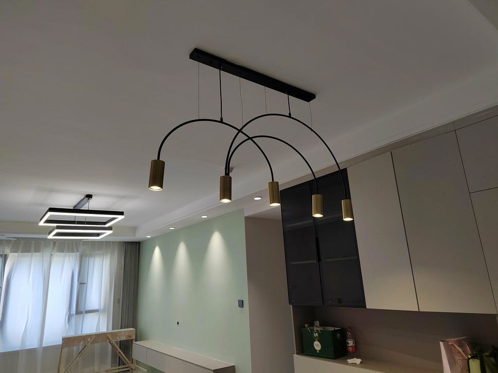 Customer photo review of Arch Pendant Light, Adjustable Spot Heads, Black or Gold
