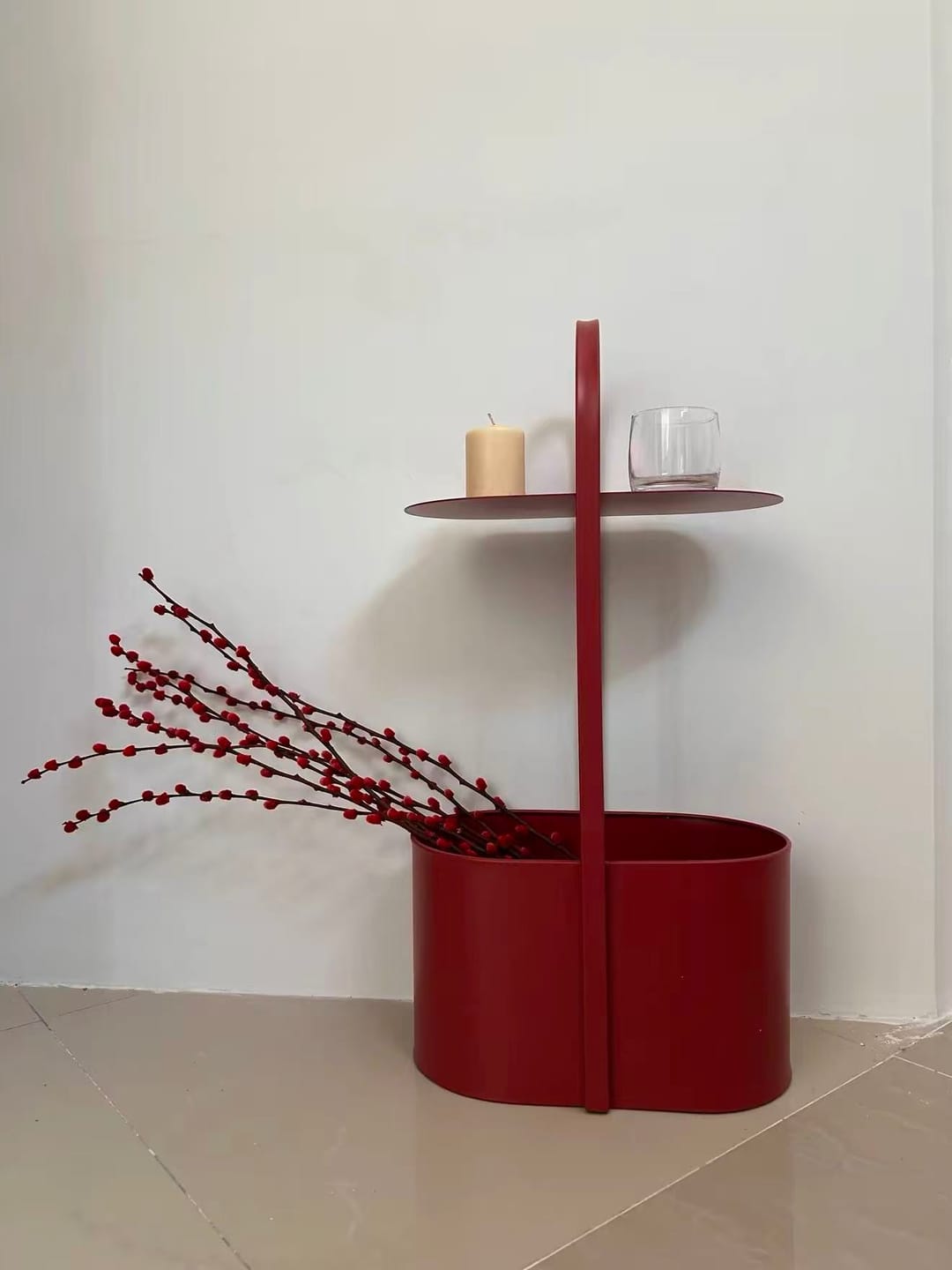 Customer photo review of KKUSO METAL SIDE TABLE - HESS BORDEAUX RED