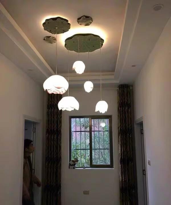Customer photo review of Pink and White Petal Pendant Light, Chandelier, Integrated LED