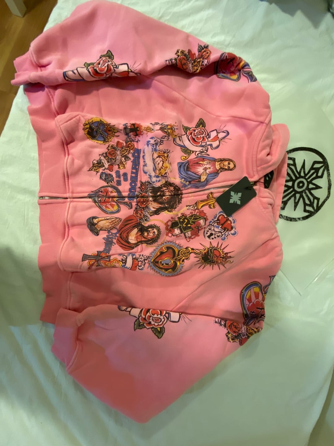 Customer photo review of Righteous Risen King Zip Up Hoodie Pink