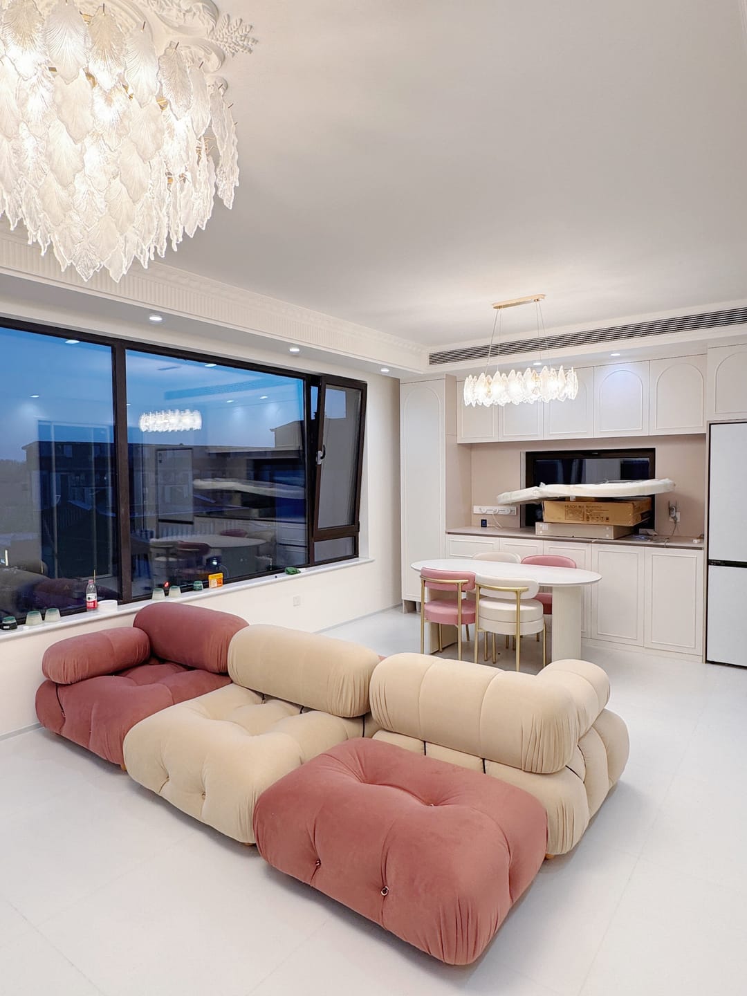 Customer photo review of Hiksnra 3 Seater Sofa with Rectangular Ottoman | Sofa in a Box