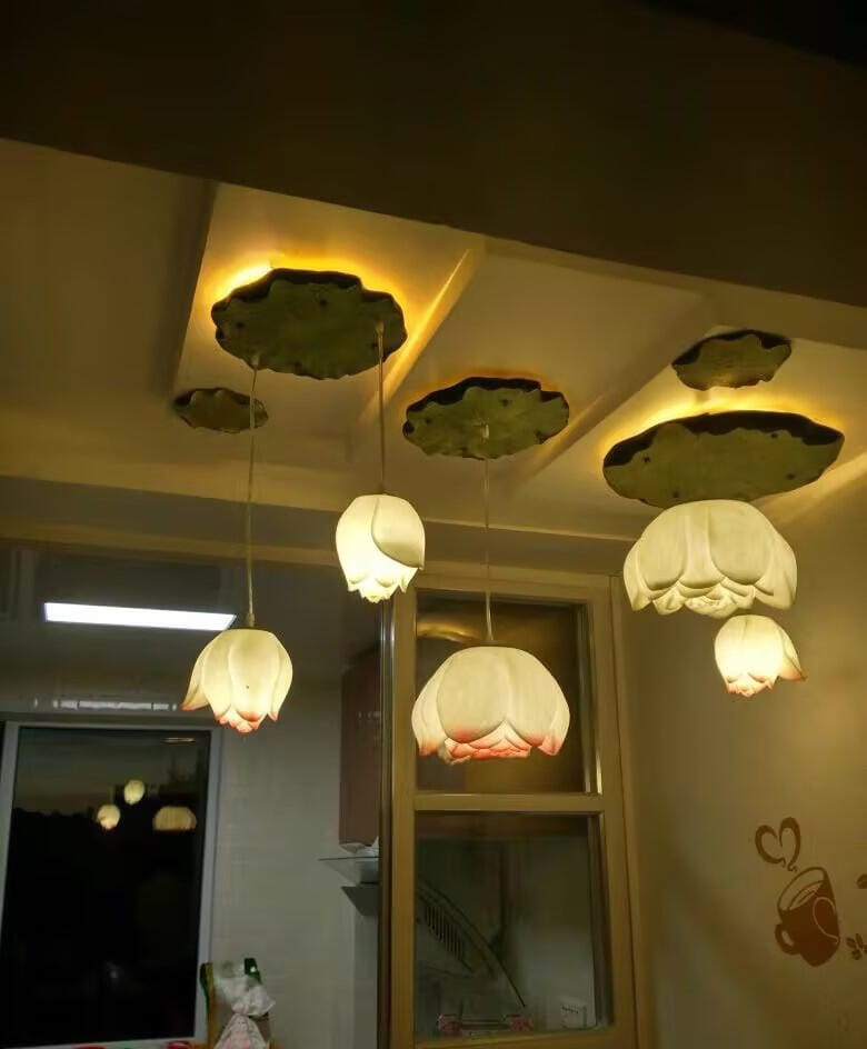 Customer photo review of Pink and White Petal Pendant Light, Chandelier, Integrated LED