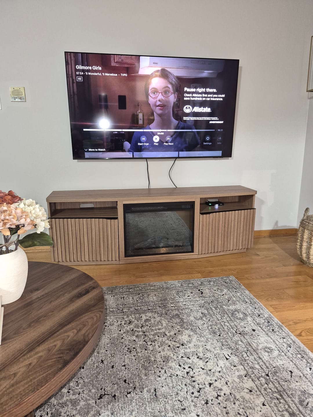 Customer photo review of Sofia 68" Slatted Door Fireplace TV Stand