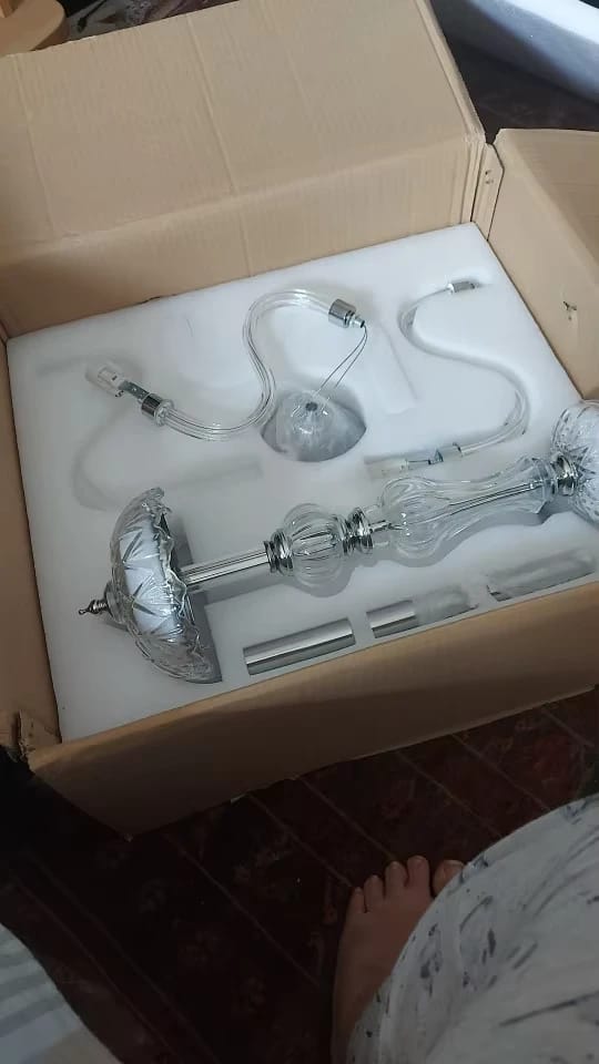 Customer photo review of Crystal Chandelier, Silver Finish, Candle Arms, 6–10 Lights, 60–85 cm