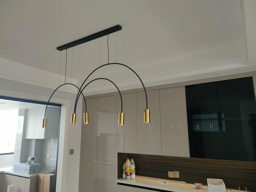 Customer photo review of Arch Pendant Light, Adjustable Spot Heads, Black or Gold