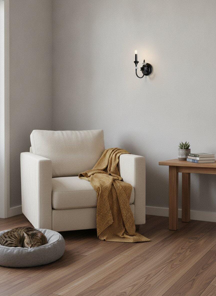 Customer photo review of Candle Wall Light, Iron Arm, Crystal Accent, Wall Sconce
