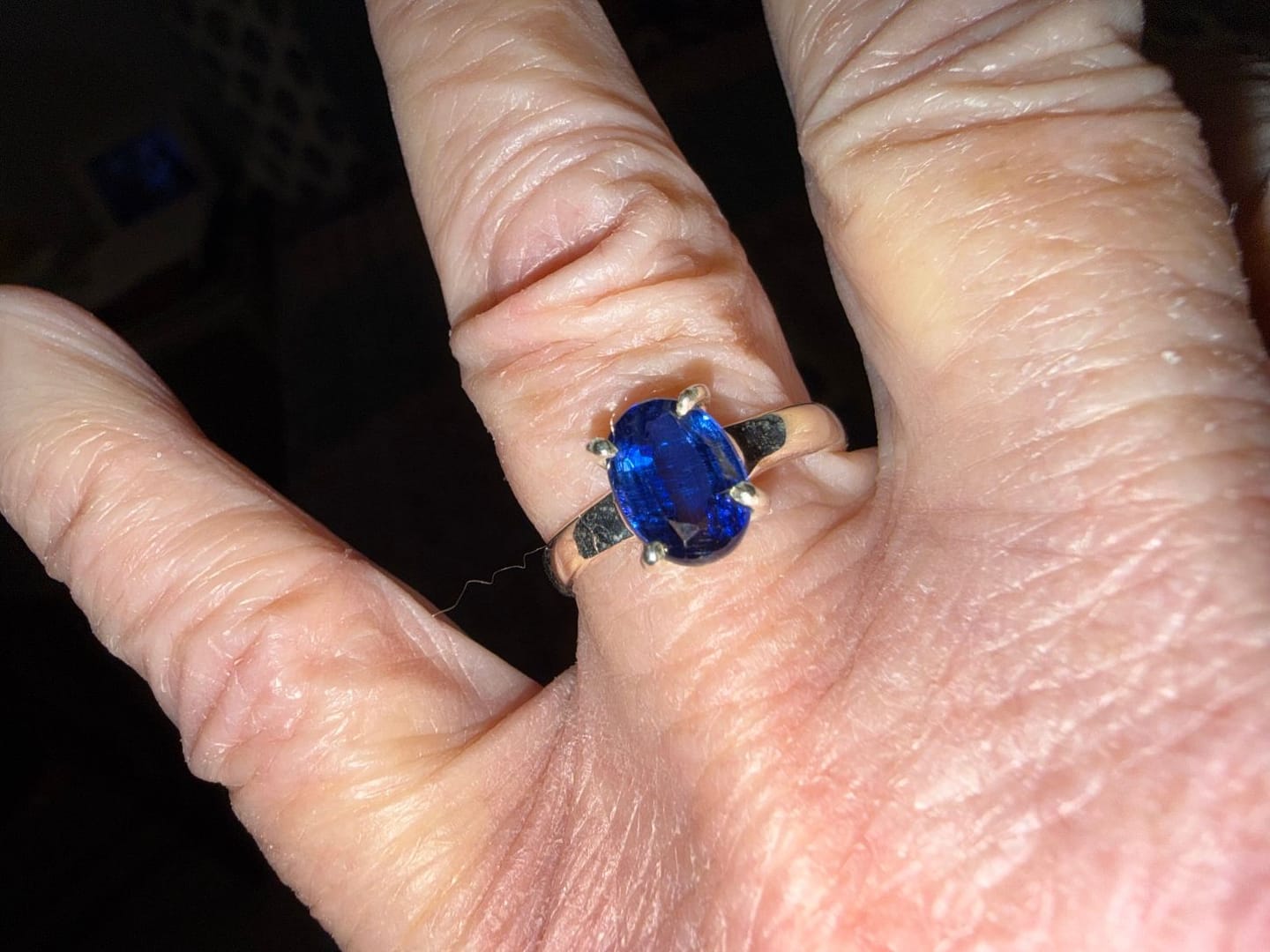 Customer photo review of Faceted Sapphire Blue Kyanite Ring Size 7.75 (.925 Sterling Silver)