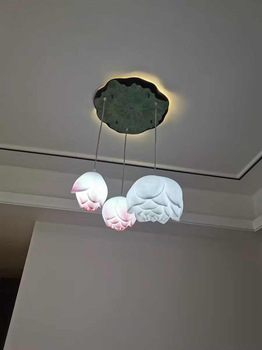 Customer photo review of Pink and White Petal Pendant Light, Chandelier, Integrated LED
