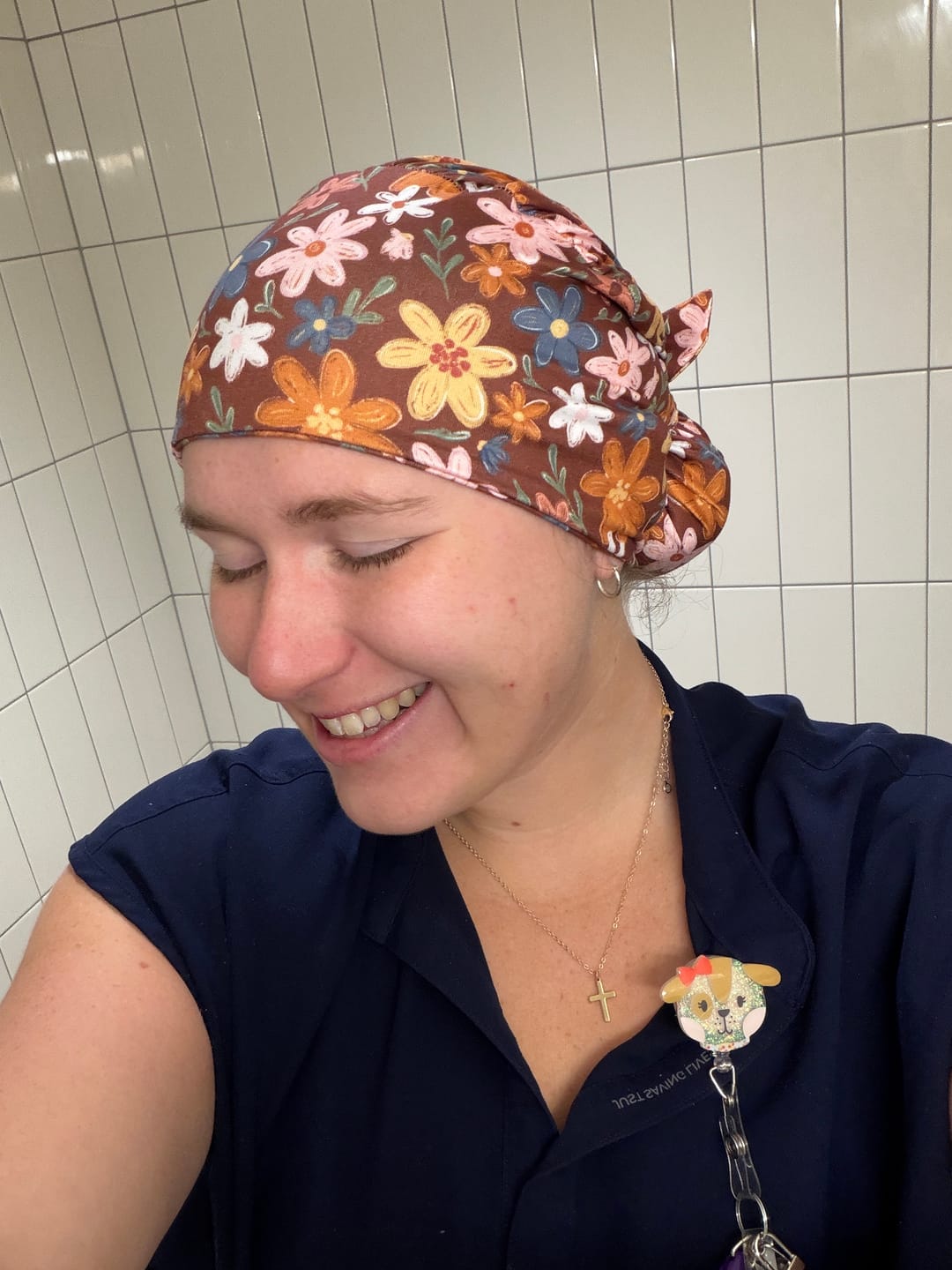 Customer photo review of CloudCaps Scrub Cap | Folklore