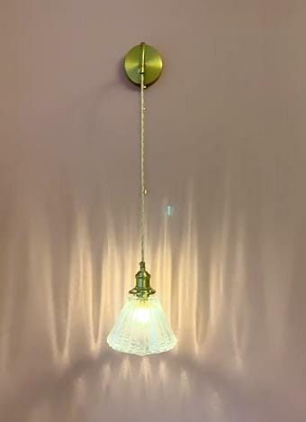 Customer photo review of Brass Wall Light, Ribbed Glass Shade, Wall Sconce, 17 cm