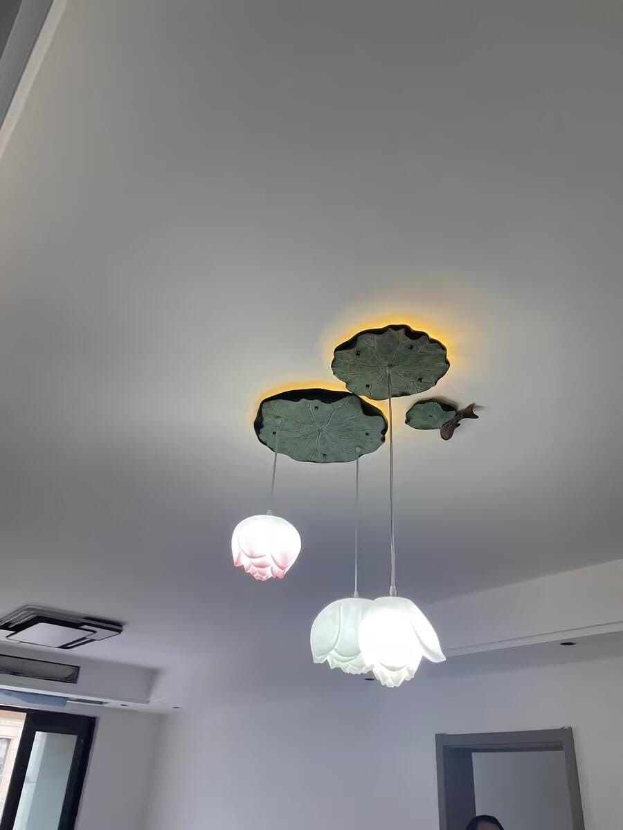 Customer photo review of Pink and White Petal Pendant Light, Chandelier, Integrated LED