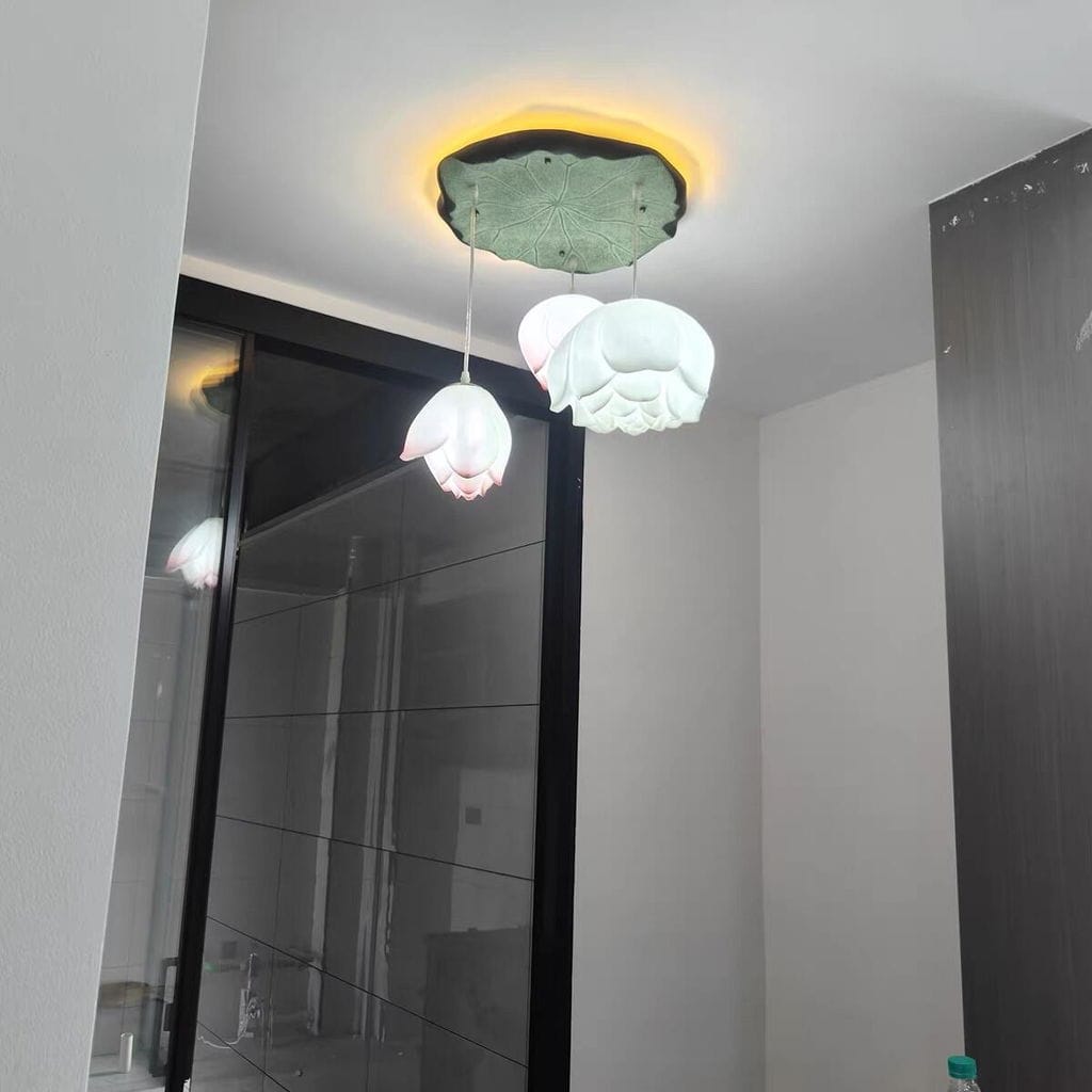 Customer photo review of Pink and White Petal Pendant Light, Chandelier, Integrated LED