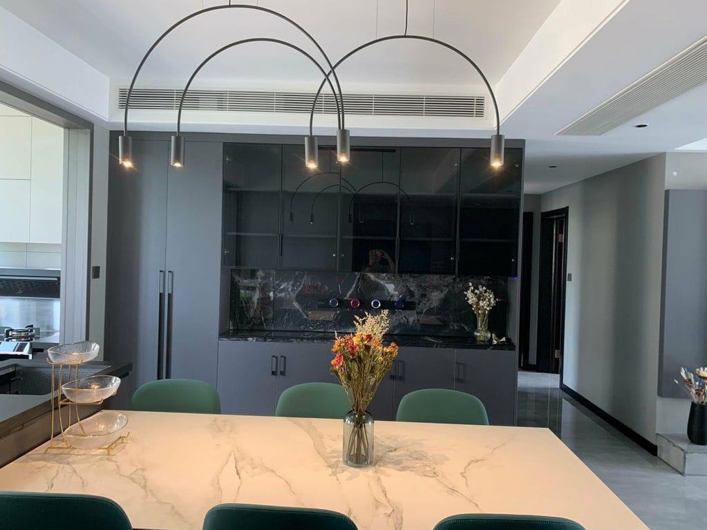 Customer photo review of Arch Pendant Light, Adjustable Spot Heads, Black or Gold