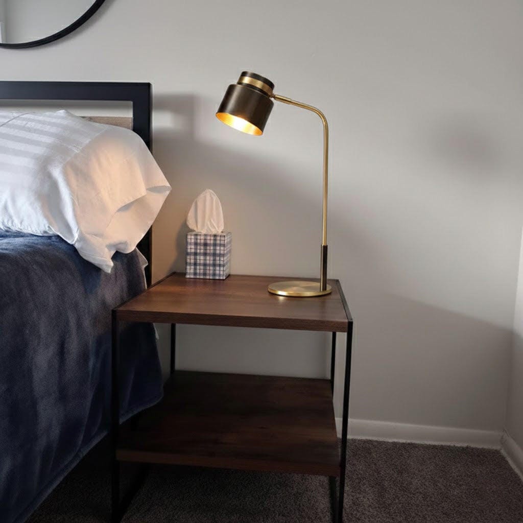 Customer photo review of Brass Bedside Table Lamp, Matte Black Metal, 52 cm, Plug In