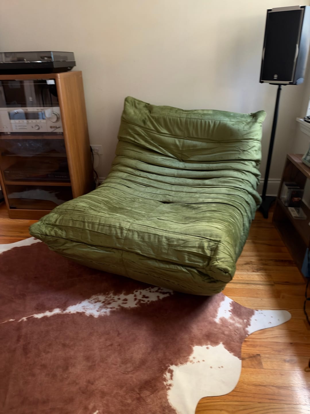 Customer photo review of Ligne Roset Togo Sofa Replica – Vintage Green Velvet Edition