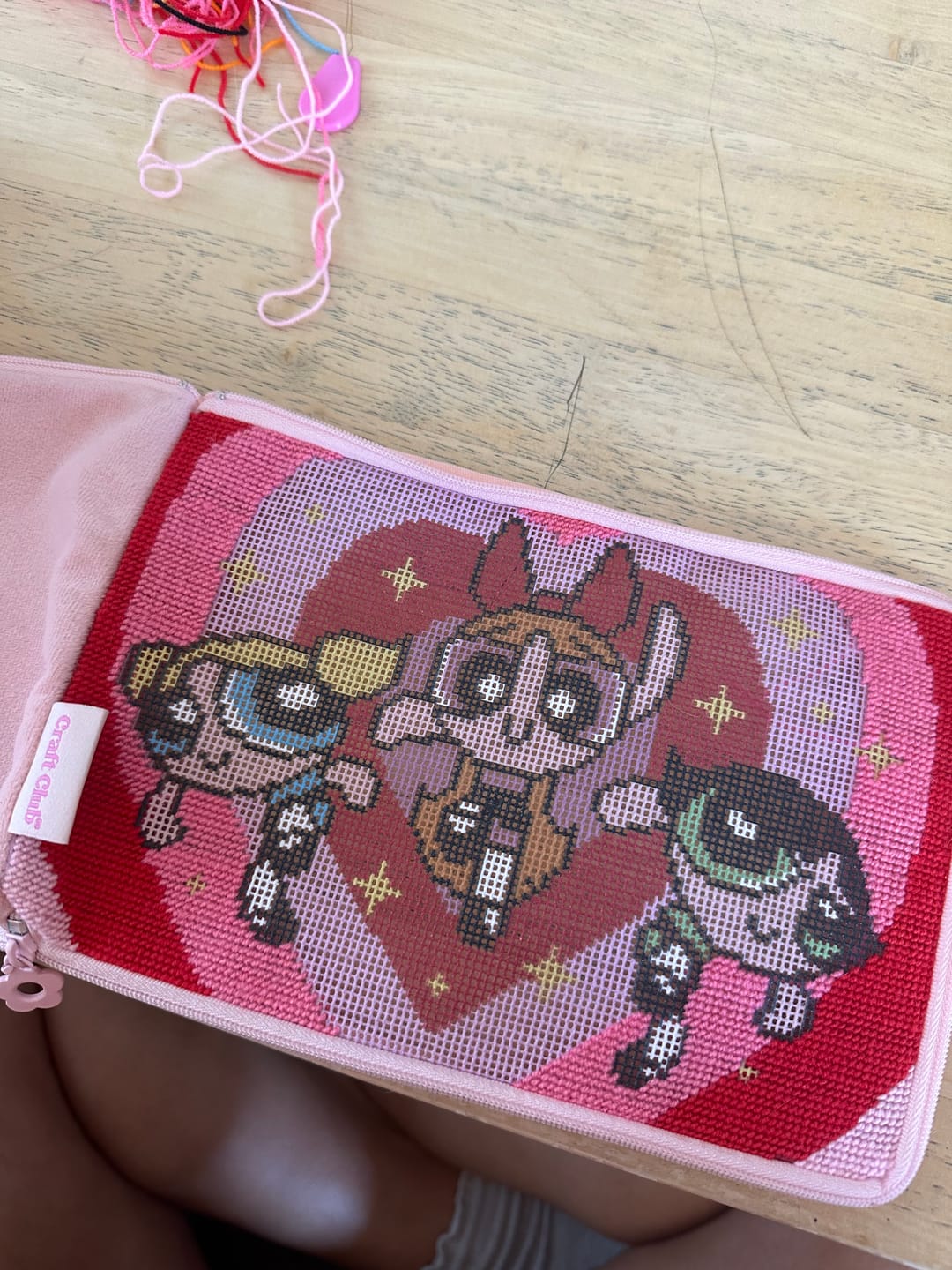 Customer photo review of BEST FRIENDS FOREVER - Needlepoint Pouch Kit
